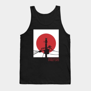 Black cat in red moon Tank Top